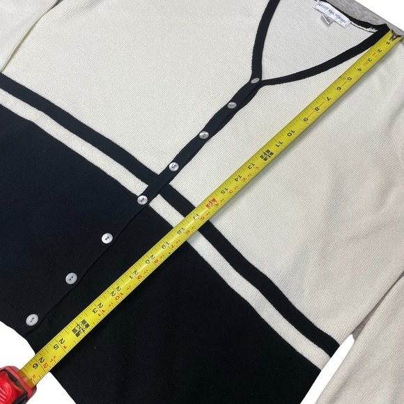 Vintage August Max Woman Cardigan Short Sleeve Top Set Off White Black Size X - Picture 11 of 13
